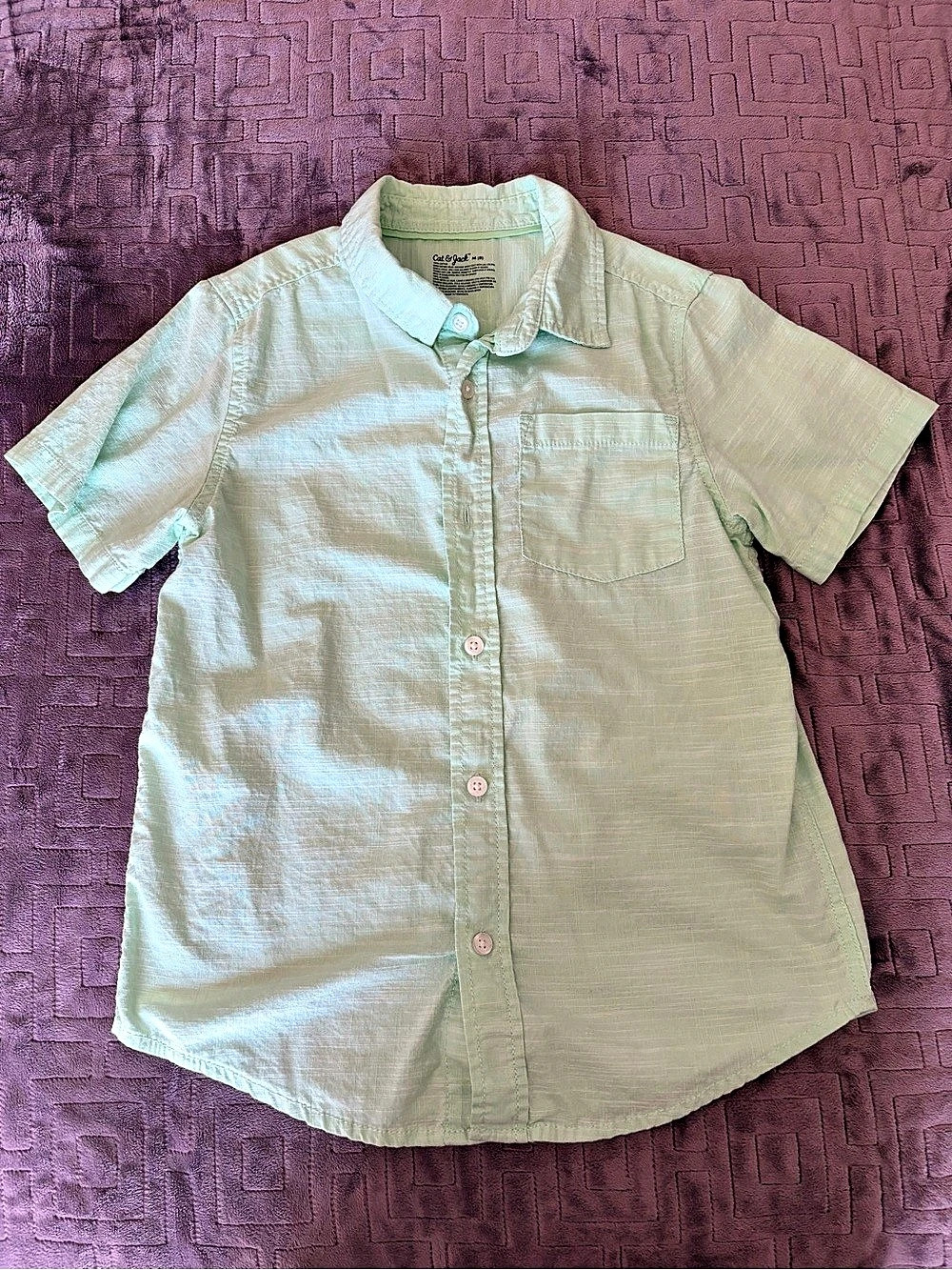 Cat & Jack Short-Sleeve Linen Textured Button-Down Shirt Button-Down Shirt